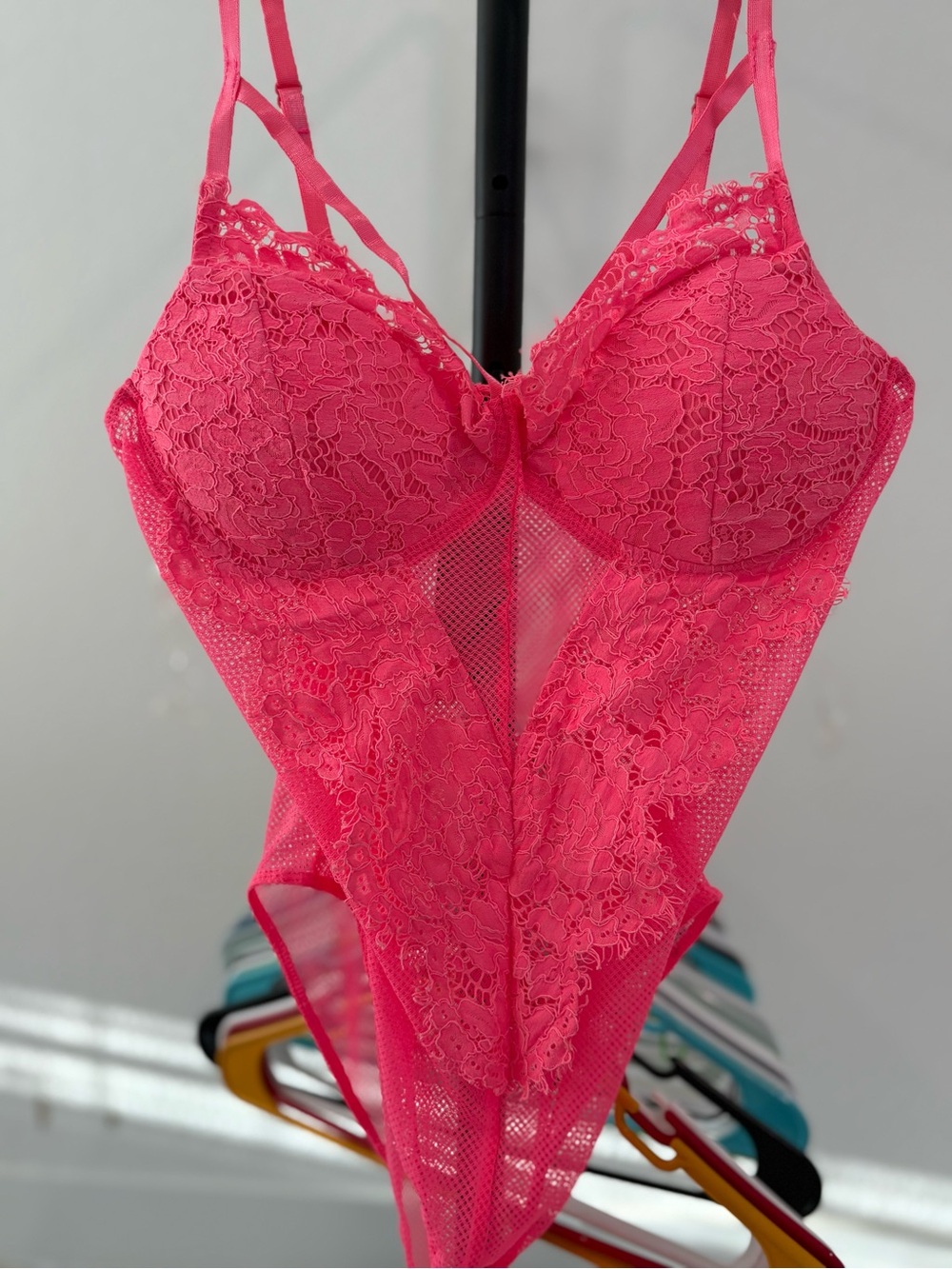 Hot Pink Lace Bodysuit Teddy - Women Intimates